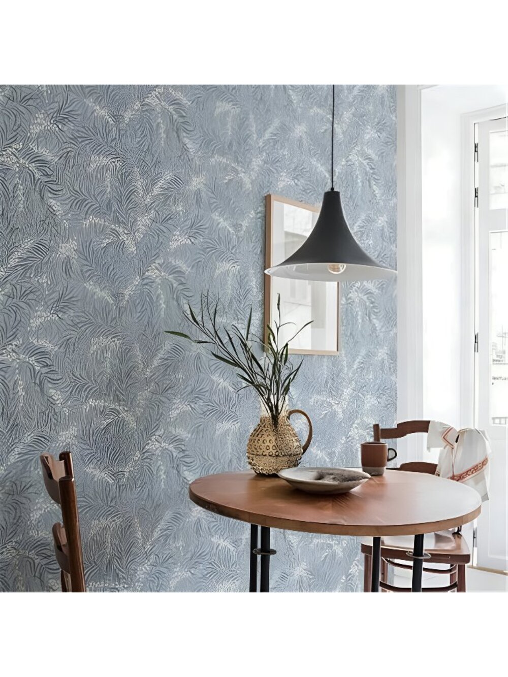 Vintage Wallpaper Peel and Stick Dusty Blue Botanical Wallpaper 17.3in